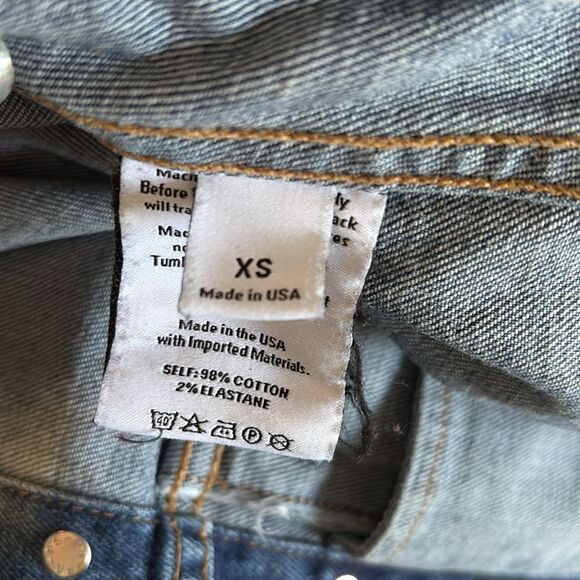 Proenza Schouler White Label PSWL Two-tone Light Wash Denim Paneled Jean Jacket - Picture 5 of 8